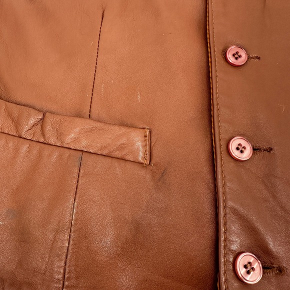 Scully Mens Genuine Leather Western Vest Brown Size 40 Pockets Button Front - Picture 5 of 14